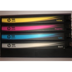 HP 980  FULL SET- BLACK, CYAN, MAGENTA, YELLOW INK CARTRIDGES
